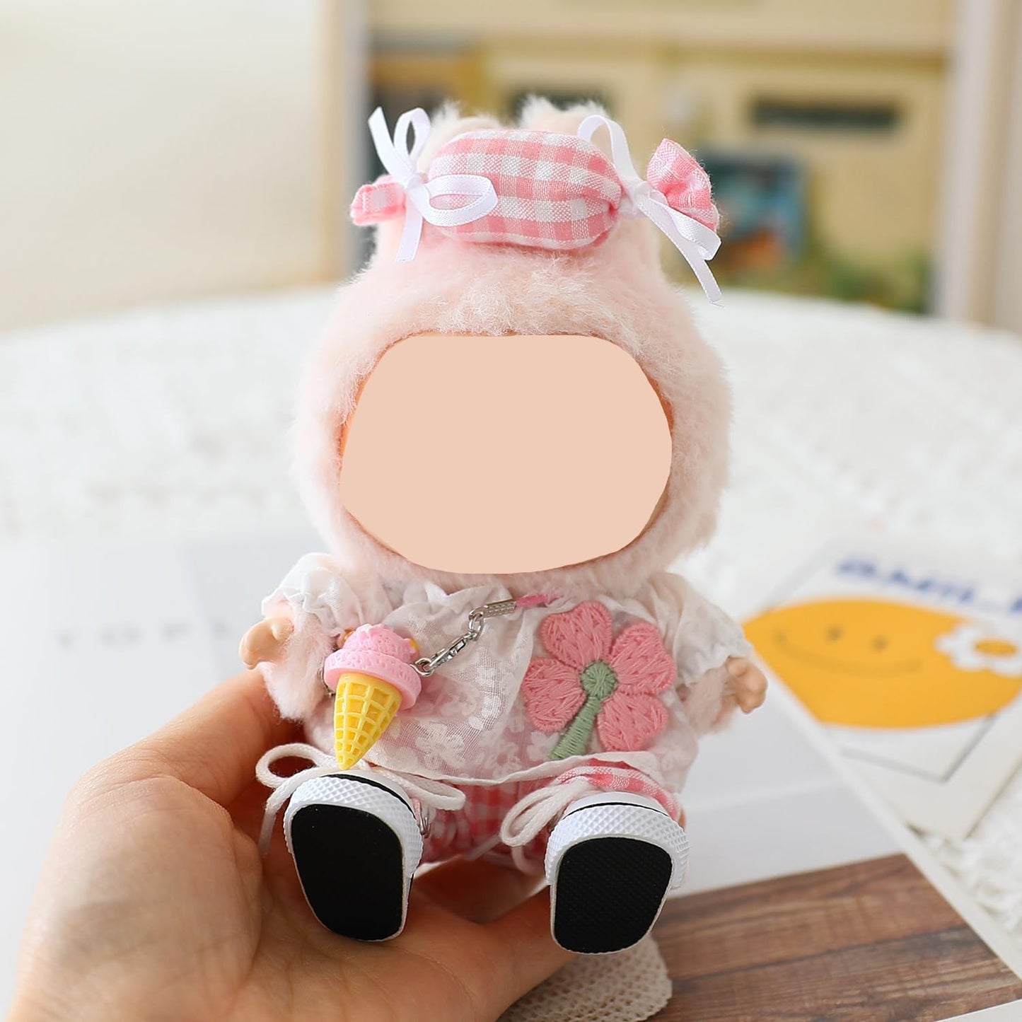 Clothes for Labubu Doll,Clothes for Dolls Accessories,Four-Leaf Clover Candy Summer Replacement Outfit Set 5 Pieces Suitable for Labubu 15&17cm