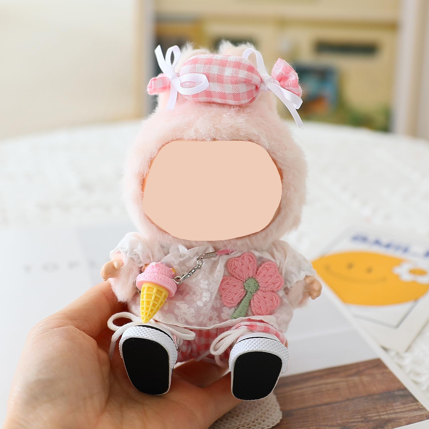 Clothes for Labubu Doll,Clothes for Dolls Accessories,Four-Leaf Clover Candy Summer Replacement Outfit Set 5 Pieces Suitable for Labubu 15&17cm
