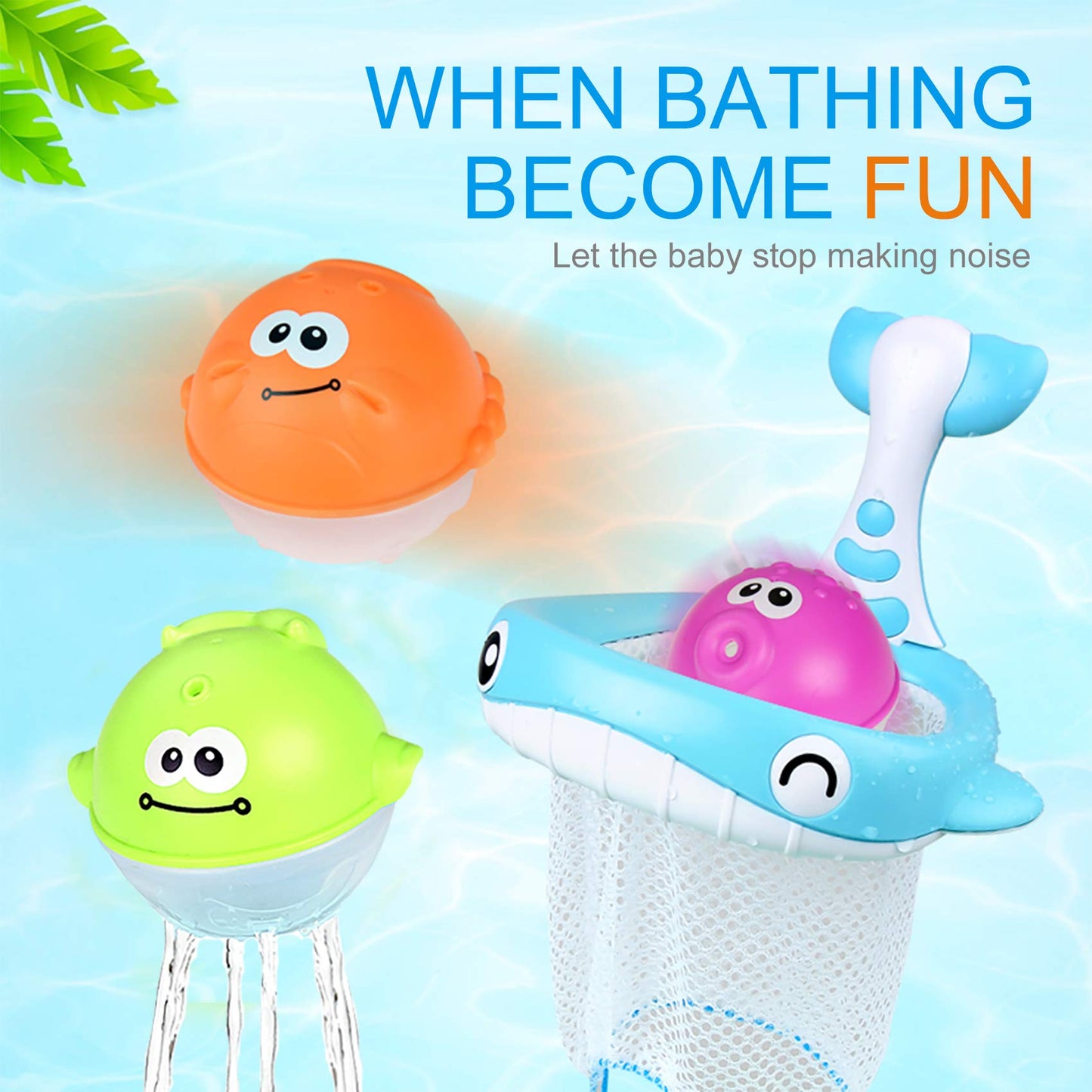 Bath Toy Sets, 36 Foam Bath Letters and Numbers, Floating Squirts Animal Toys Set with Fishing Net and Organizer Bag, Fish Catching Game for Babies