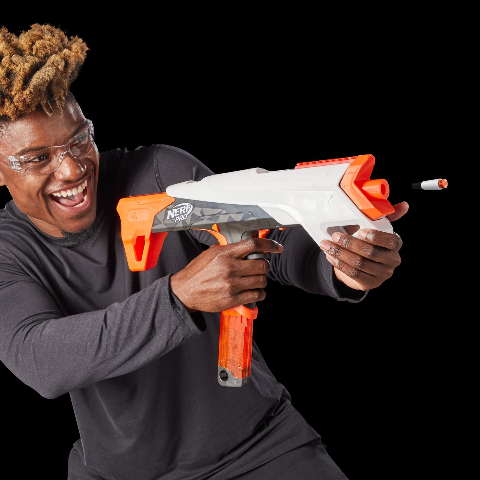 Nerf Pro Torrent Half-Length Dart Blaster, 150 FPS, 15 Nerf Pro Half-Length Darts, 15-Dart Magazine, Pump Action, Eyewear, Gifts for Teens, 14+