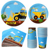 Construction Birthday Party Supplies Set 97 Pieces For Kids- Serves 24 Guest-Digger Truck Party Tableware Kit - Including Dump Truck Plates, Cups