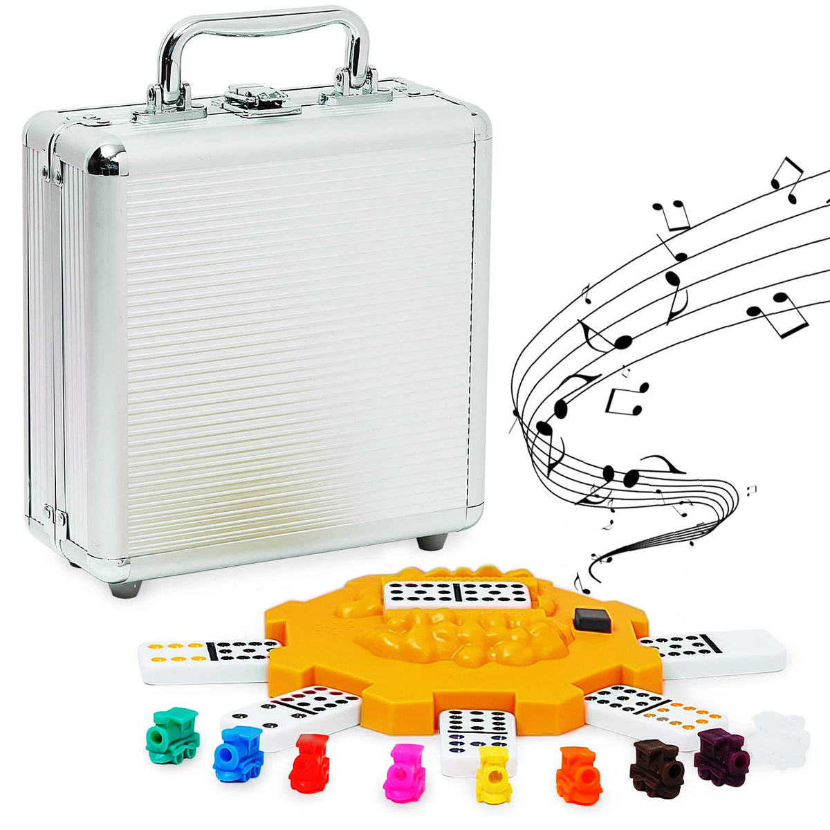 Yinlo Mexican Train Domino Set, Double 12, 91 Tiles, Colored Dots