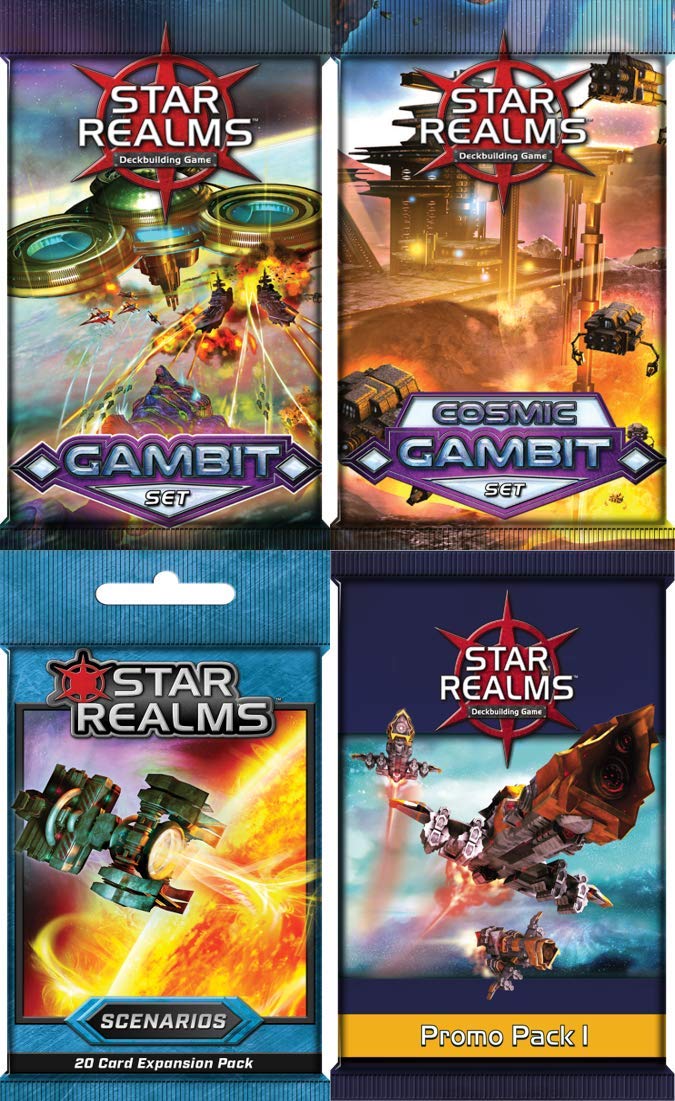 Star Realms Wise Wizard Games Expansions Bundle: Promo-Pack 1, Gambit, Cosmic Gambit, Scenarios (4 Items)