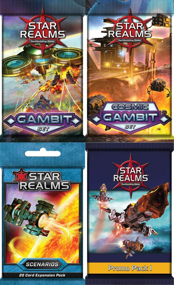 Star Realms Wise Wizard Games Expansions Bundle: Promo-Pack 1, Gambit, Cosmic Gambit, Scenarios (4 Items)