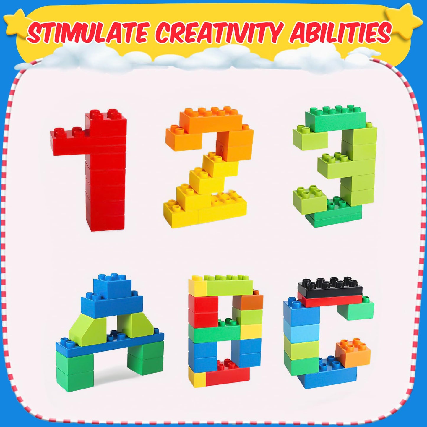 EP EXERCISE N PLAY Large Building Blocks Set Classic Big Size Bricks STEM Educational Toys for Toddlers 1-3 Years Compatible with Major Blocks, Ideal