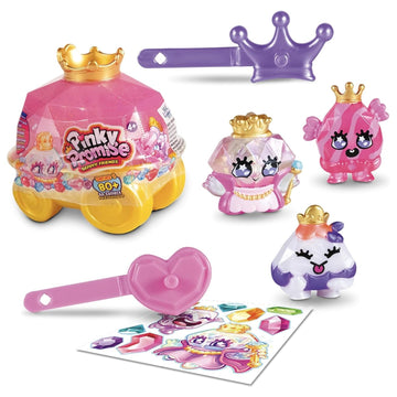 PlayMonster Pinky Promise Gemmy Friends Pretend Play Royal Carriage Mini Set, Surprise Princess Jewelry Toy with 3 Collectible Gemmy Friends and 2