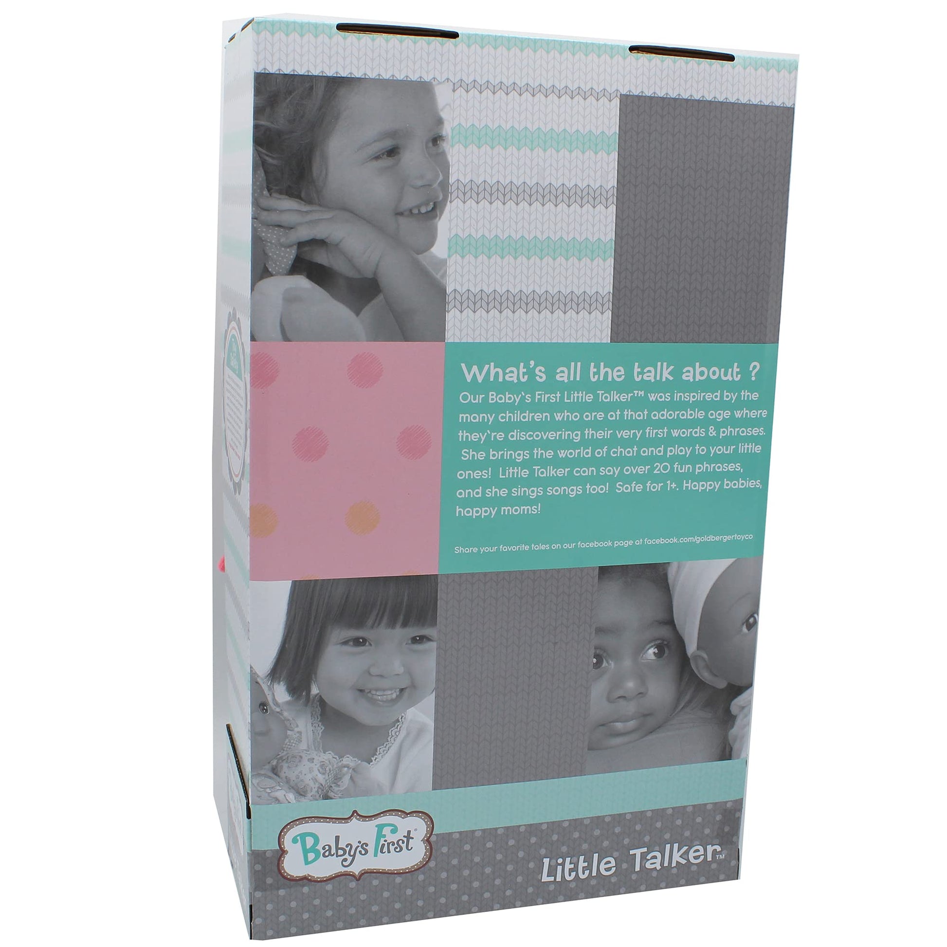 Goldberger's Baby's First: Little Talker Brunette Doll - Says 20 Random Phrases When Tummy is Pressed, Machine Washable - Safe for Children Ages 1