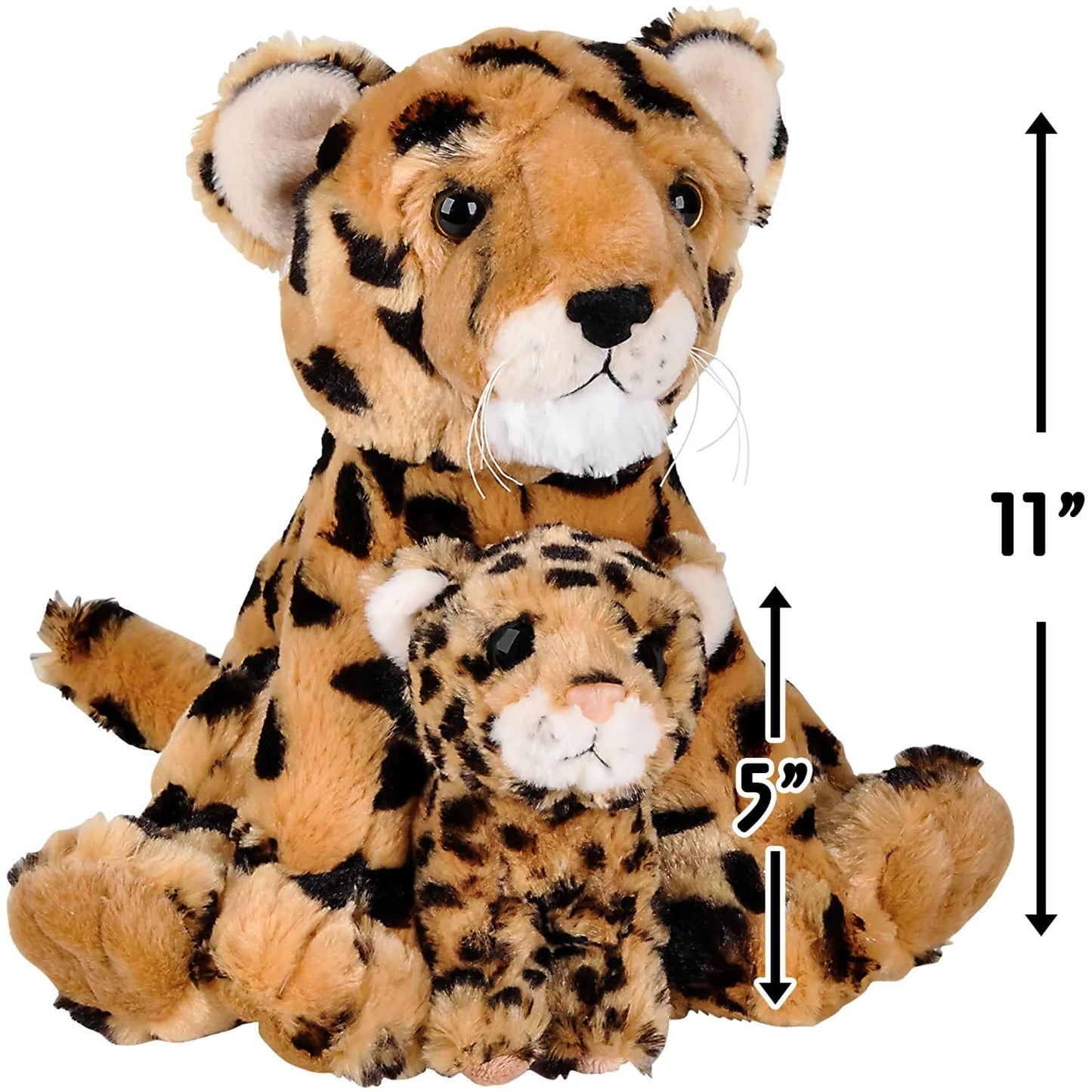 Rhode Island Novelty Birth of Life Brown Cheetah Plush - 11" with 5" Baby Plush (1 Set of 2 Pcs.) - Soft and Adorable Stuffed Animal Toy,