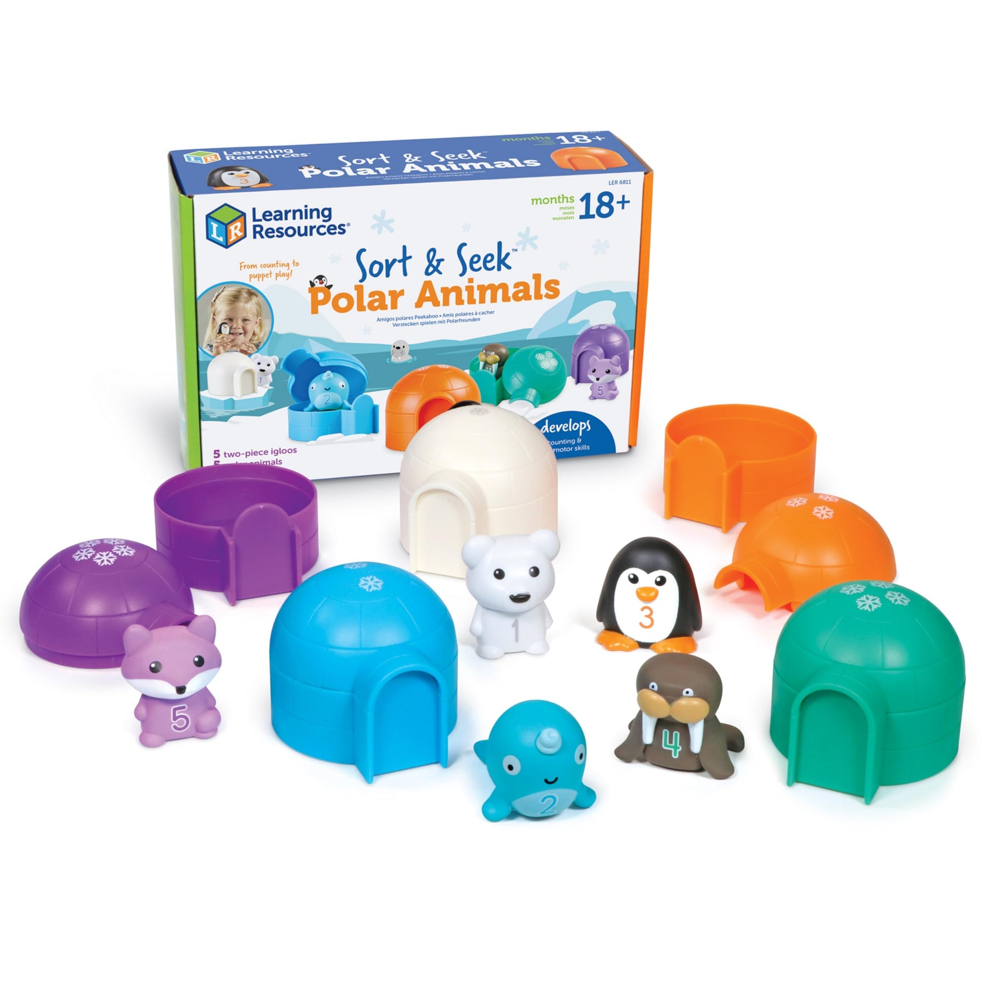 Learning Resources Sort & Seek Polar Animals - 15 Pieces, Age 18+ Months Toddler Learning Activities, Educational Toys, Educational Toy Set Color