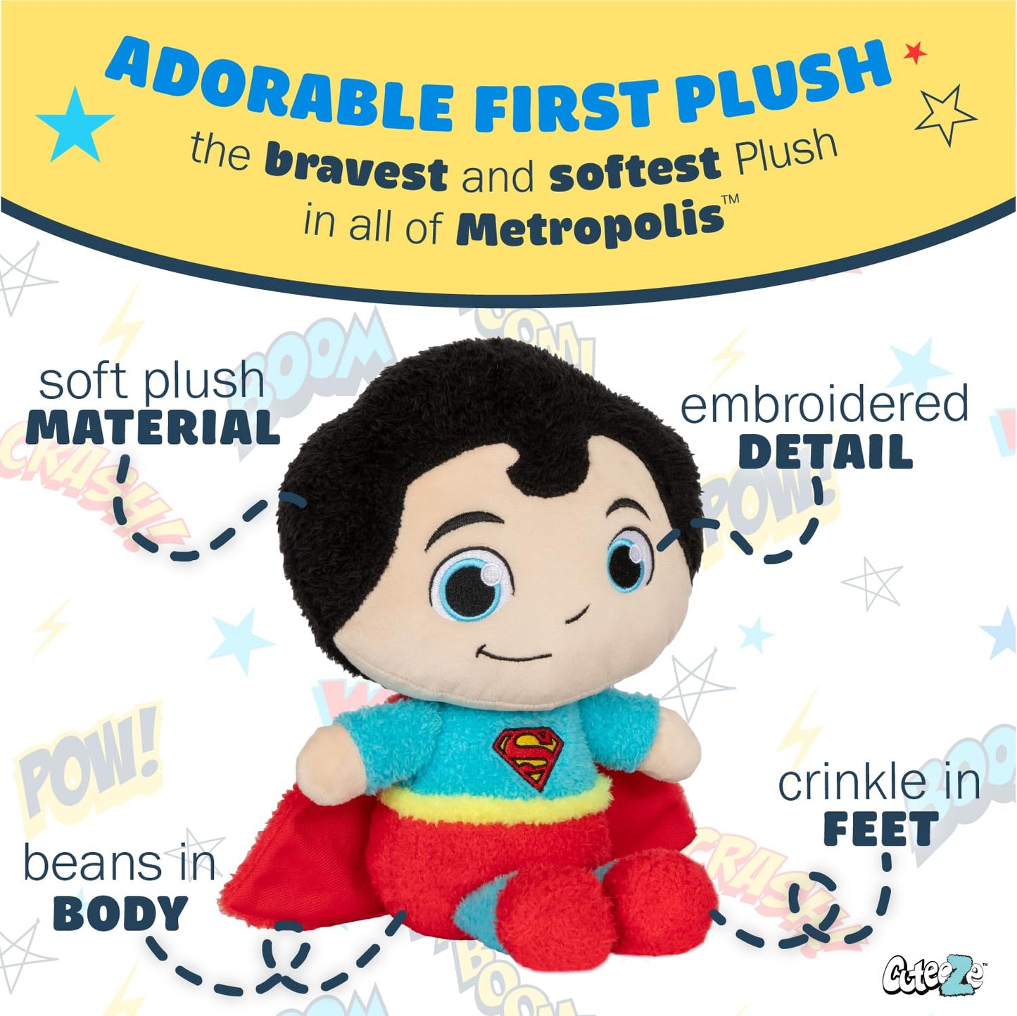 Kids Preferred WB DC Superman Extra Soft Plush Stuffed Superhero Toy for Baby and Toddler Boys and Girls - 12 Inch Plush