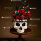 Gothic Skull Rose Flower Bouquet Building Set - Horror Skeleton Botanical Brick Kit for Adults, Gothic Decor with Red Roses, Dark Aesthetic Skull