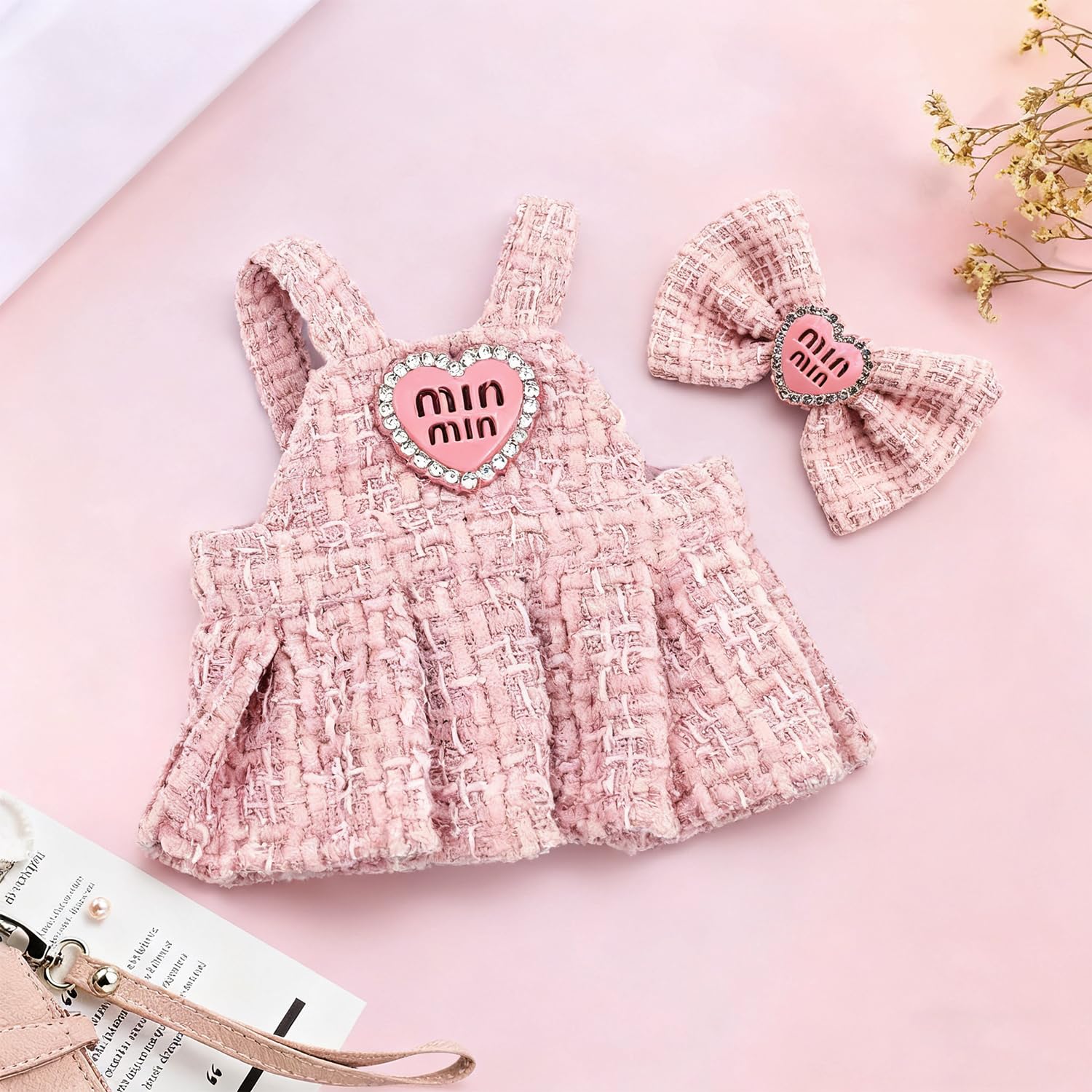 Lukxi Clothes for Lububu(NO Doll), Bowknot & Dress Set with Heart Badge, Cute Clothes for Dress up Unique Style, Stylish Clothes for Doll, Gifts