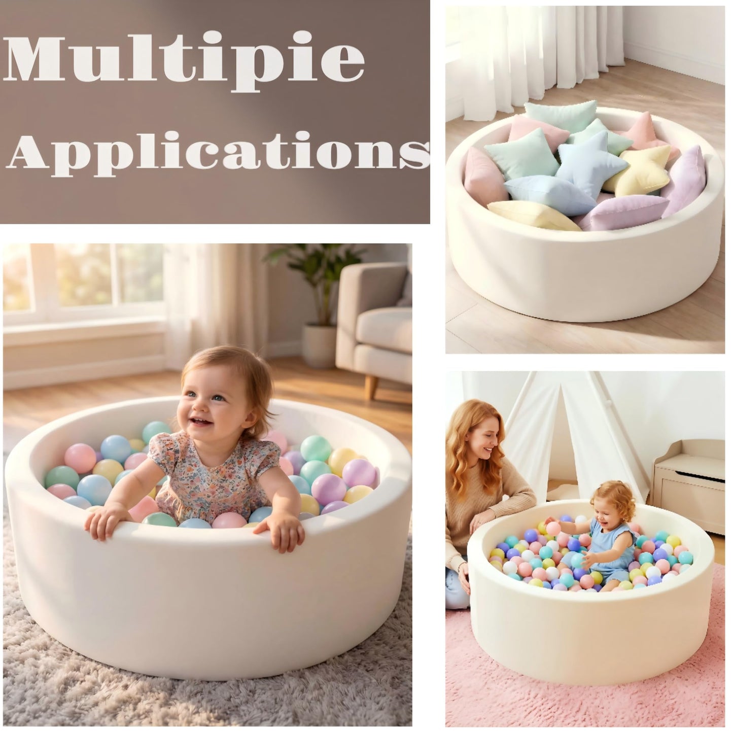 35.4"x 11.8" Foam Ball Pit,Ball Pits for Toddlers Babies-White