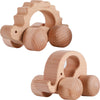 INTEGOO Wooden Toys Cars (2 Pack) for Toddler Montessori Inspired Teething Push Toys Exercise Baby's Grip Ability
