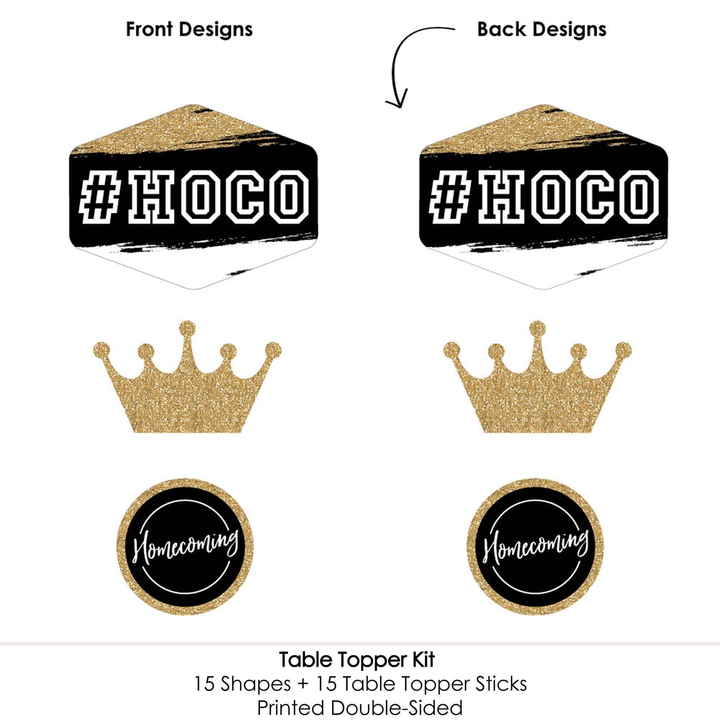 Big Dot of Happiness Hoco Dance - Homecoming Centerpiece Sticks - Table Toppers - Set of 15