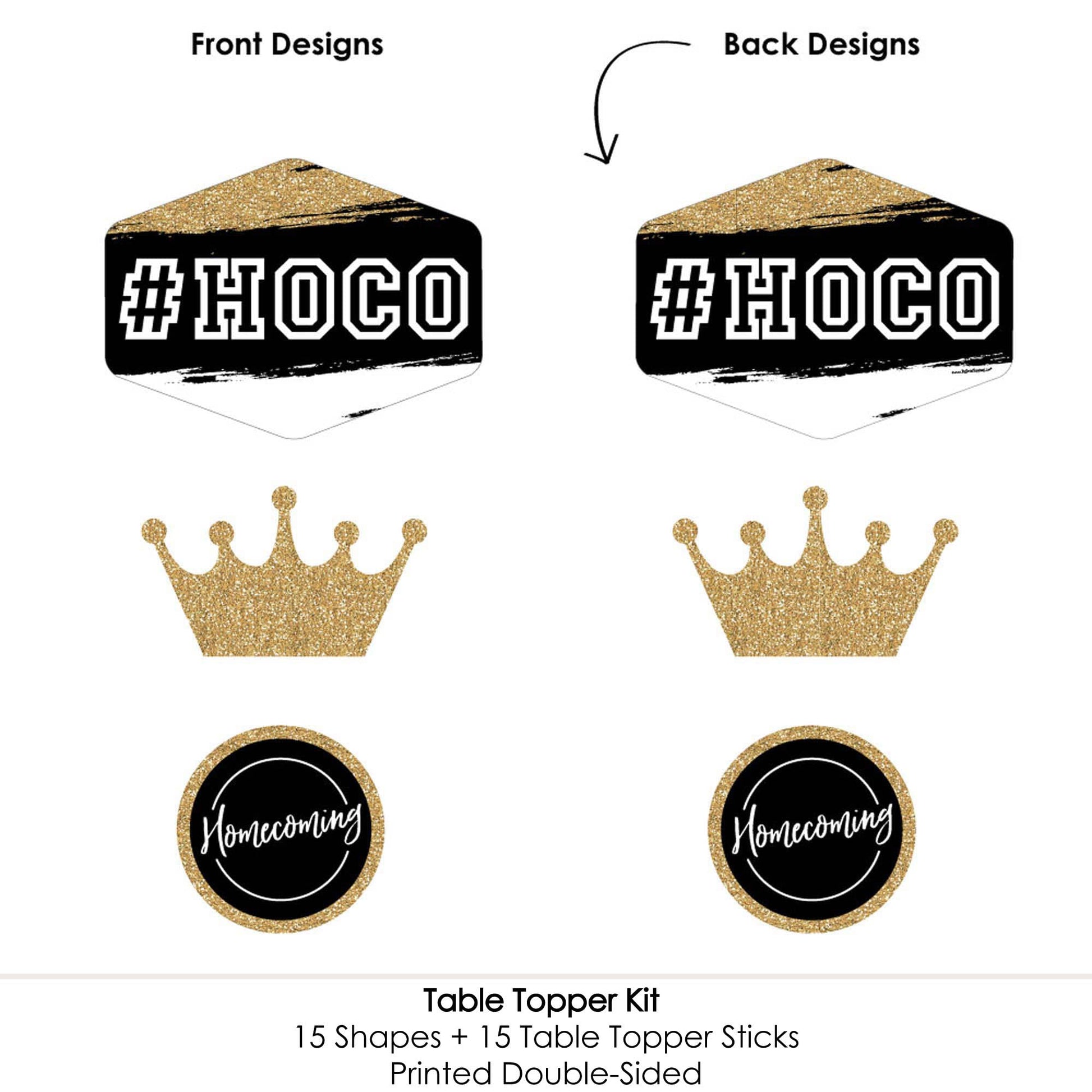 Big Dot of Happiness Hoco Dance - Homecoming Centerpiece Sticks - Table Toppers - Set of 15