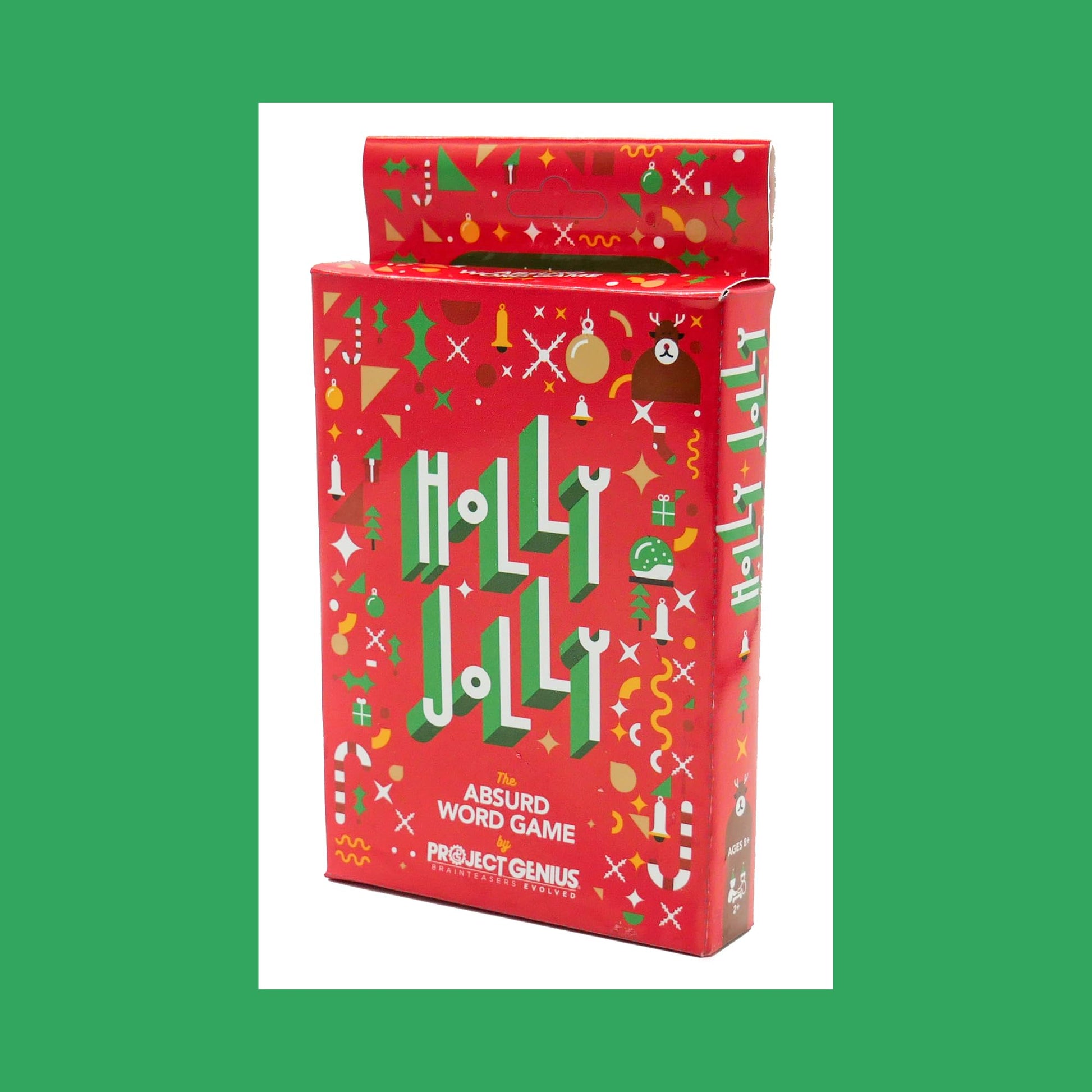 Holly Jolly - A Holiday Themed Absurd Word Game, 50 Festive Rhymes to Guess, Christmas Card Game, Fun & Festive Stocking Stuffers, Project Genius