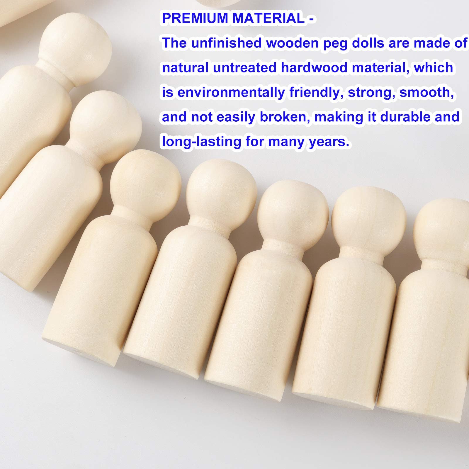 KOHAND 150 Pack 2.1 Inch Unfinished Wooden Peg Dolls, Natural Wood Peg Doll Body, Wooden Peg Doll People for DIY Crafts, Wedding,Home Party Decoration