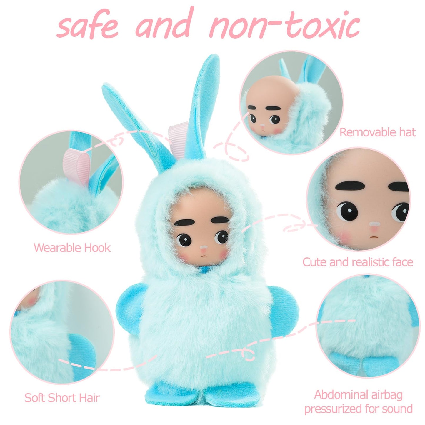 YOYOExment 4 Inch Mini Baby Dolls 6pcs Set Realistic Reborn Mini Babies with Air Bag for Sound Cute Small Baby Doll with Handmade Hook Cute Tiny Baby