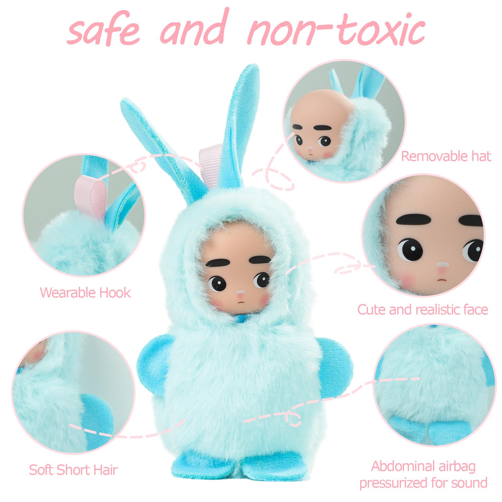 YOYOExment 4 Inch Mini Baby Dolls 6pcs Set Realistic Reborn Mini Babies with Air Bag for Sound Cute Small Baby Doll with Handmade Hook Cute Tiny Baby