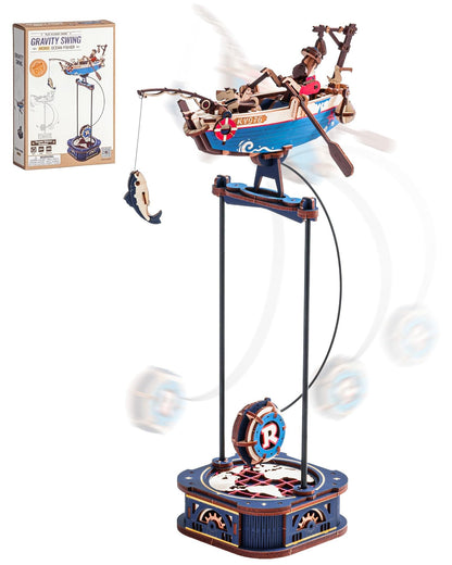 ROBOTIME 3D Wooden Puzzles for Adults, Ship Gravity Swing Model, Aircraft Model Kits for Age 14+,3D Puzzle Model Building Kit