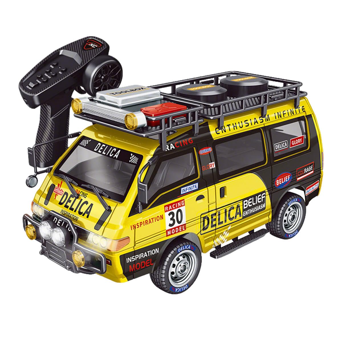 FunXylophy JXC5813B RC Car Van, 1/24 Scale 2.4G 4WD Full-Proportional High-Speed Drift Car with LED Lights and Reverse Function, Three-Speed