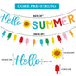 CAVLA Glitter Hello Summer Banner with Sunflower Signs and Colorful Glittery Popsicle Banner Hello Summer Ice Cream Garland Banner Summer Birthday