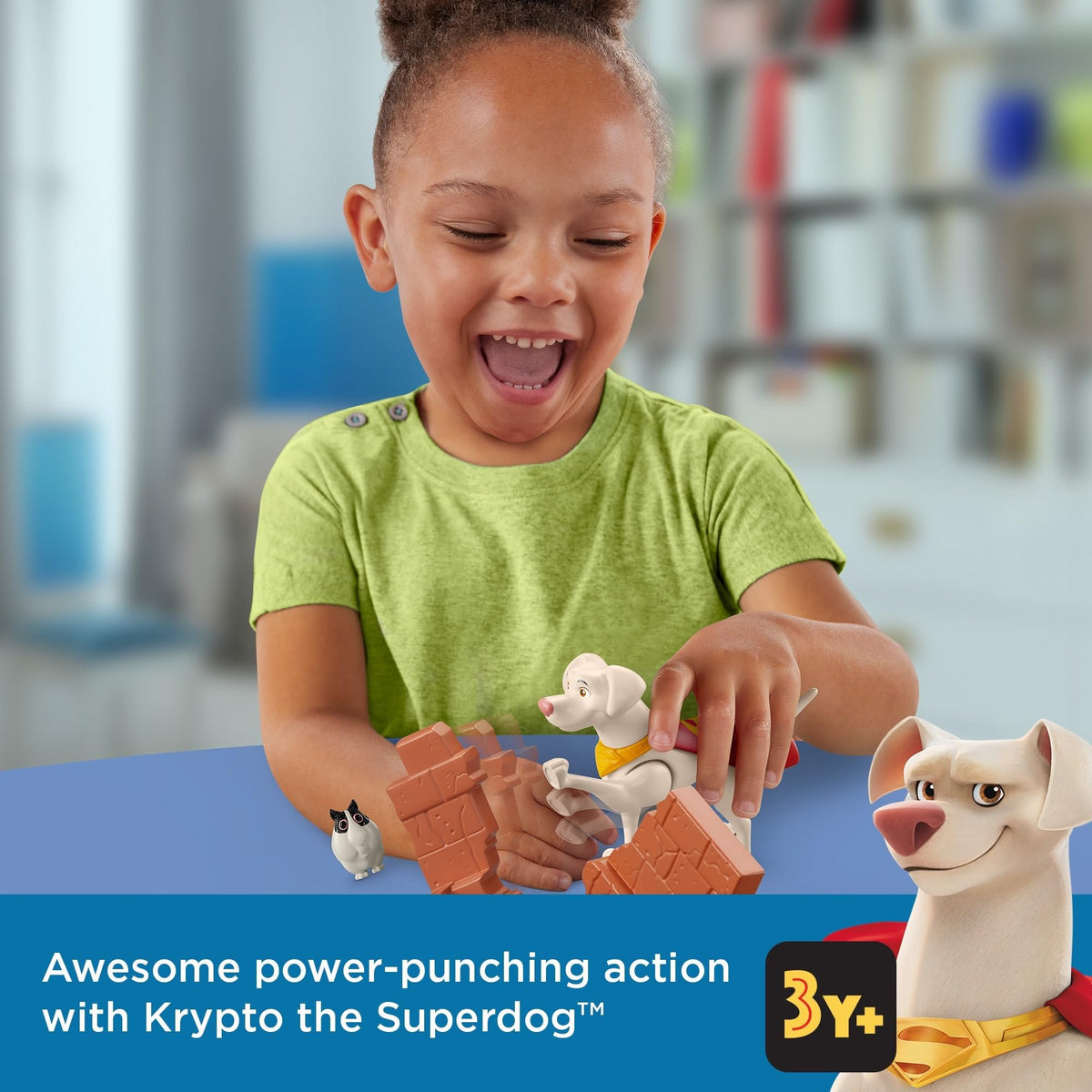 Fisher-Price DC League of Super-Pets Preschool Toy Hero Punch Krypto Poseable Figure & Accessories Set for Pretend Play Kids Ages 3+ Years