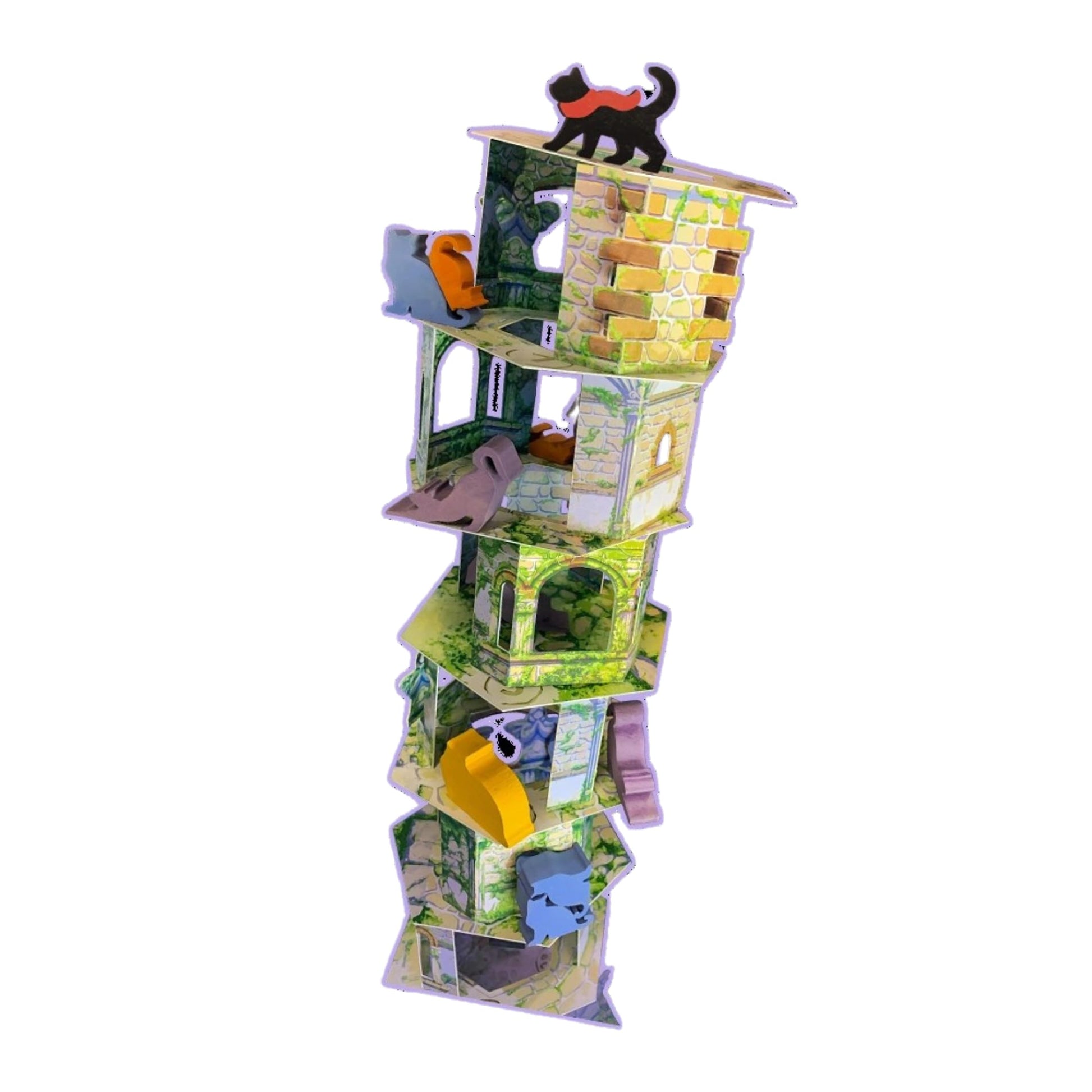 Cat and the Tower by Arcane Wonders | Cooperative Balance Board Game | Ages 6+ | 1-5 Players | 15-30 Minute Family Game with Tower Building