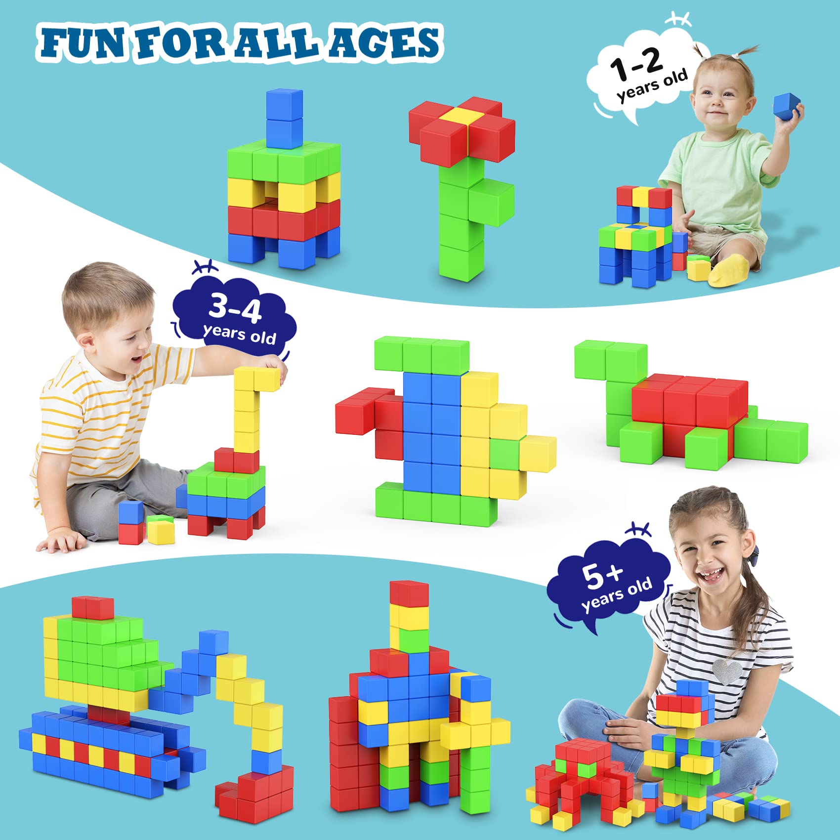 ROMDS Magnetic Blocks 32 Pieces,1 inch Large Magnetic Building Blocks for Ages 3+ Year Old Boys and Girls,3D Magnetic Cubes for Kids,Preschool STEM