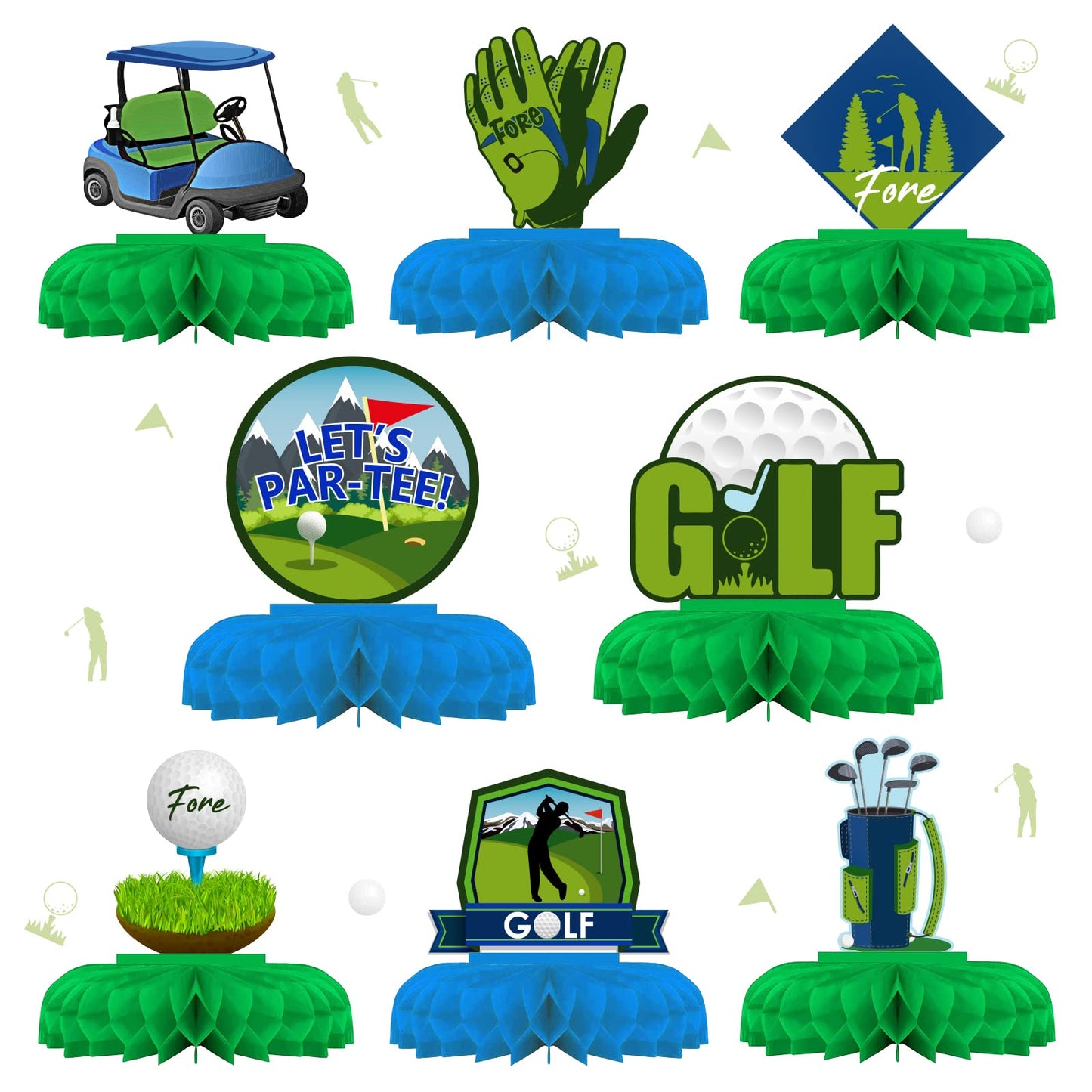 Cheereveal Golf Party Decorations, Golf Honeycomb Centerpieces, Golfing Par-tee Time 3D Table Paper Decorations, Sports Themed Honeycomb Supplies