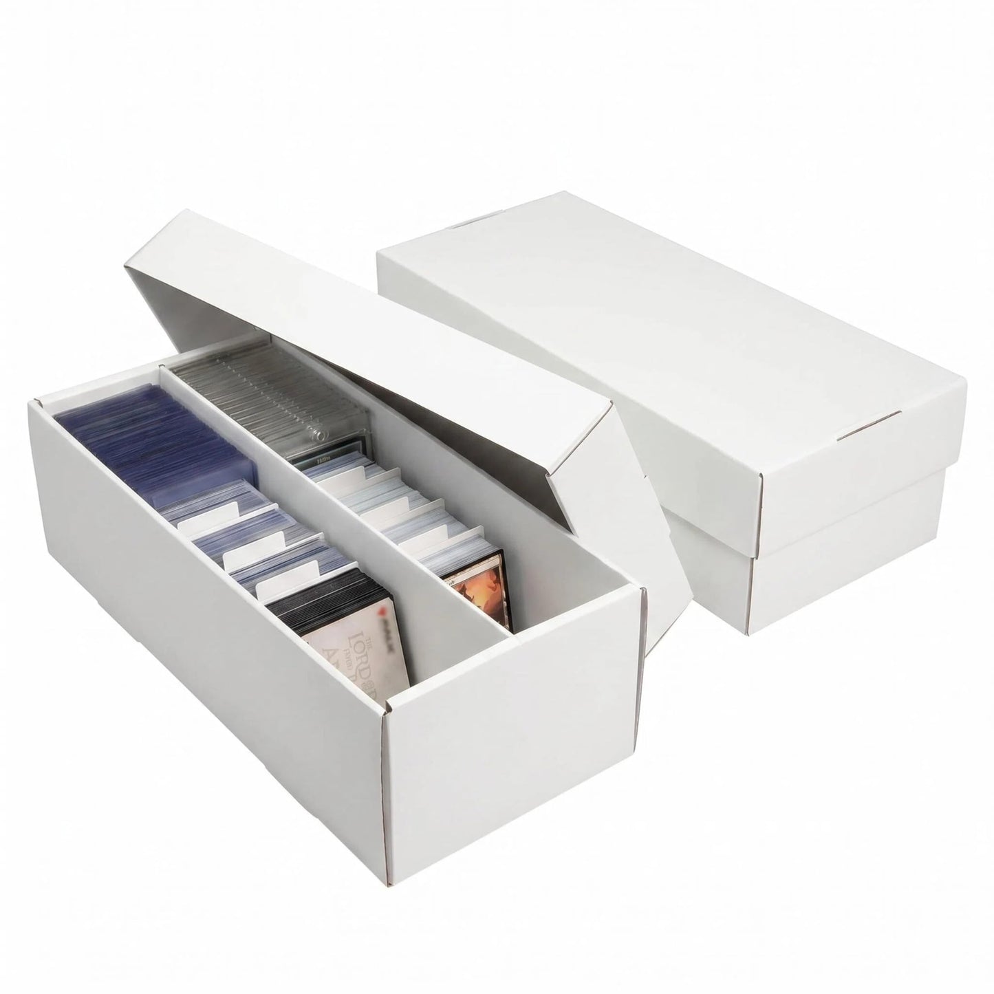 Toupeone Trading Card Storage Box for MTG TCG Sports Card Collection, 2 Row Cardboard Top loader Storage Box, Bulk Card Storage, 2 Sets