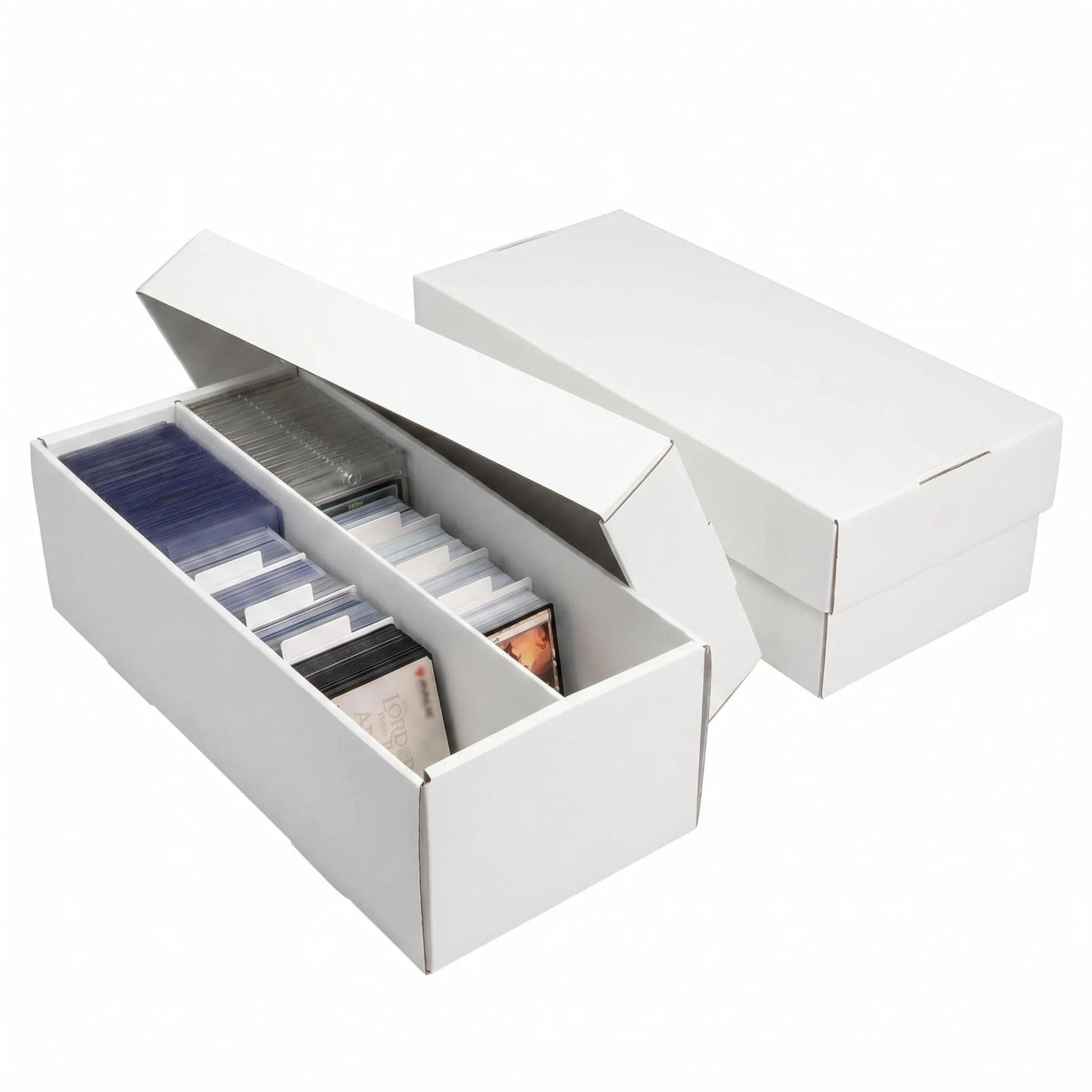 Toupeone Trading Card Storage Box for MTG TCG Sports Card Collection, 2 Row Cardboard Top loader Storage Box, Bulk Card Storage, 2 Sets