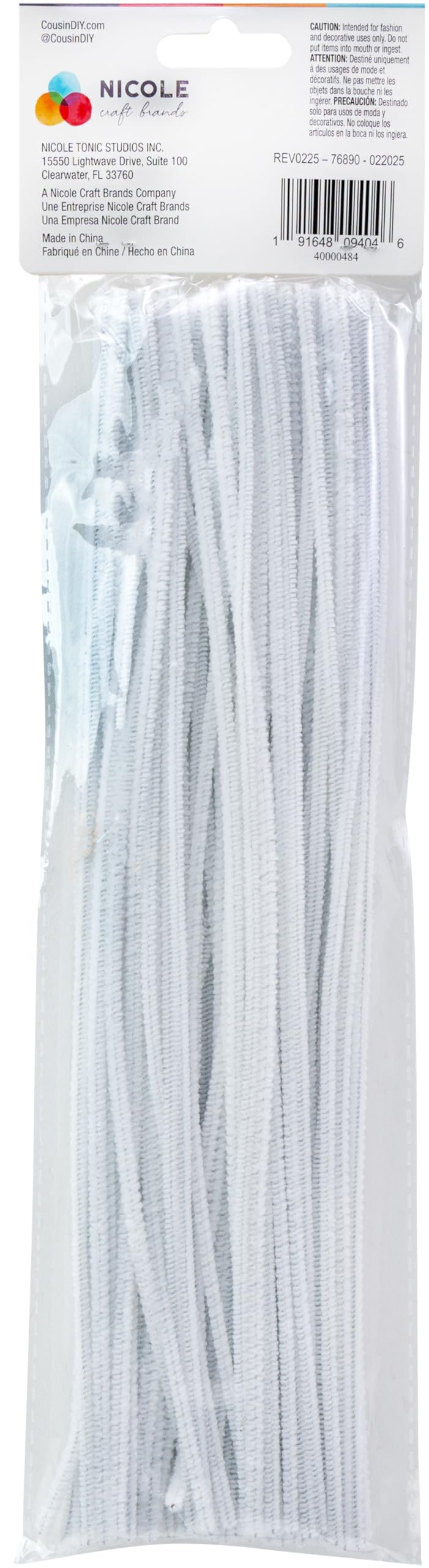 White Chenille Pipe Cleaners, 3mm x 12 inch, 100 Pack