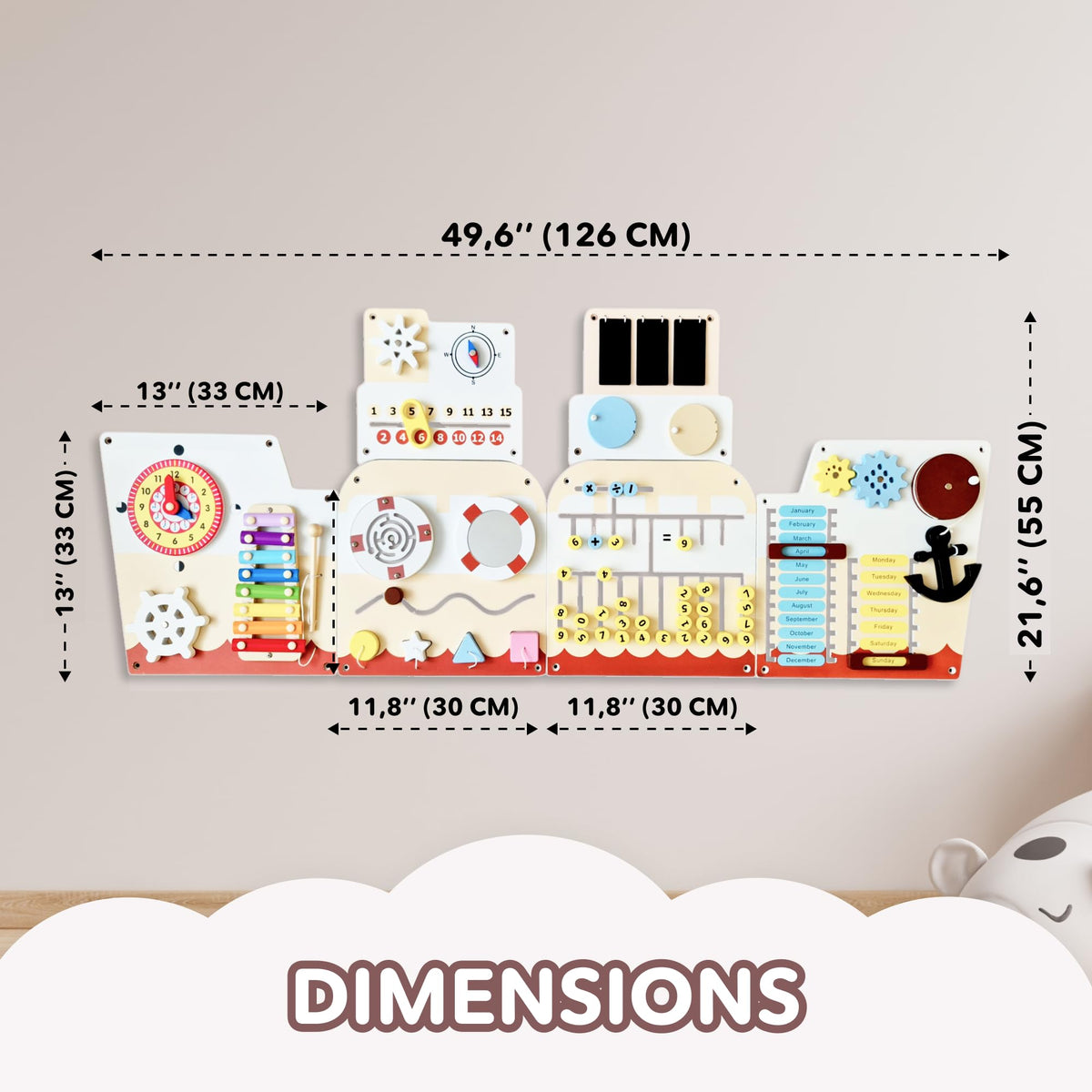 Cateam Sensory Wall Panel for Kids - Activity Wall Busy Board for Toddlers and preschoolers. 16in1 Learning Activity Center. Wooden Montessori Toys
