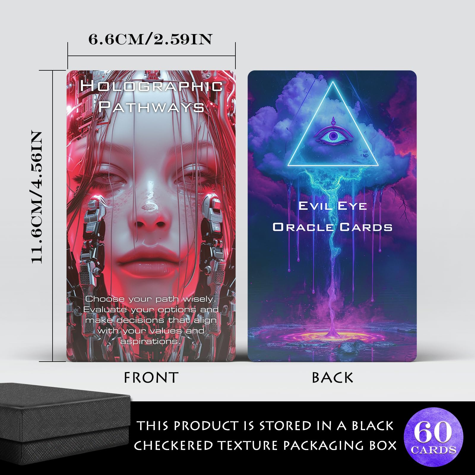 Pacify Evil Eye Oracle Cards, 60 Protection Energy Oracle Card Deck for Beginner Insight and Discovery, Haters Exposed, Eyewitness Exposed (Evil