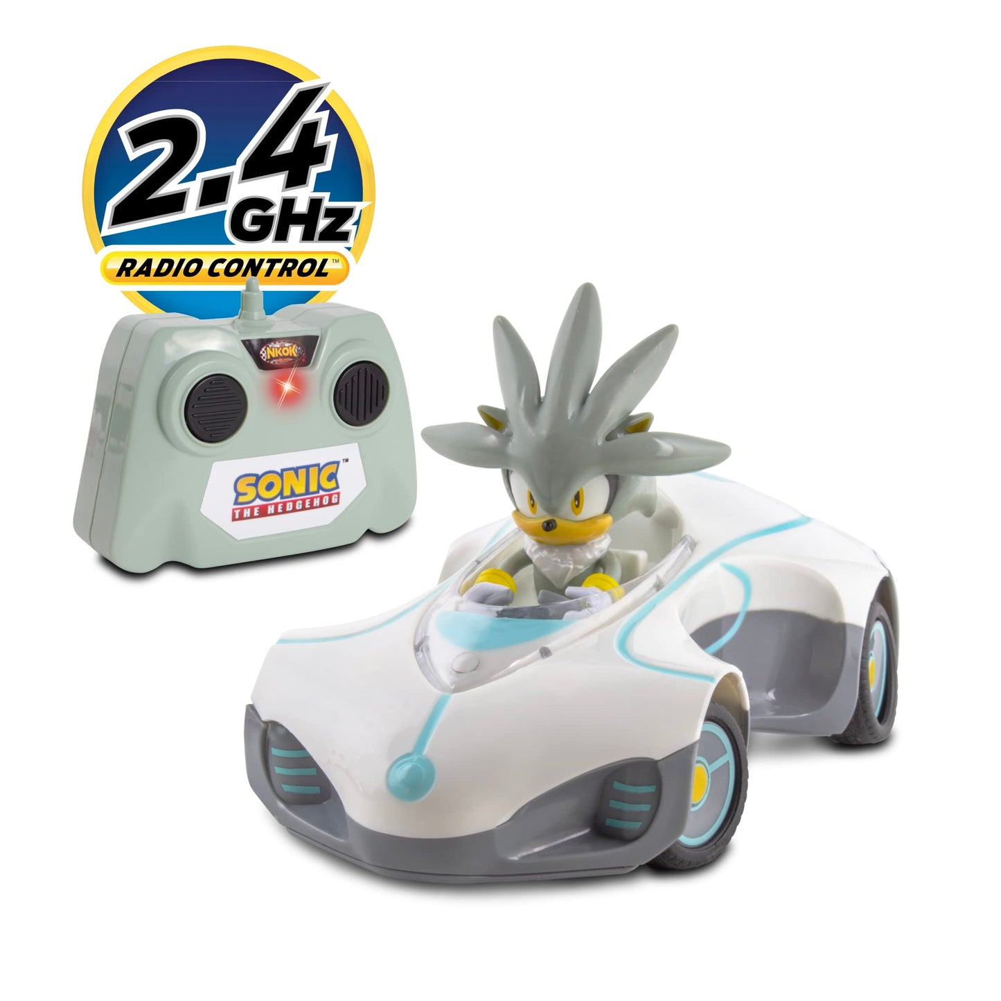 NKOK Sonic Racing RC Car Silver 1:28 Scale 2.4GHz Remote Control
