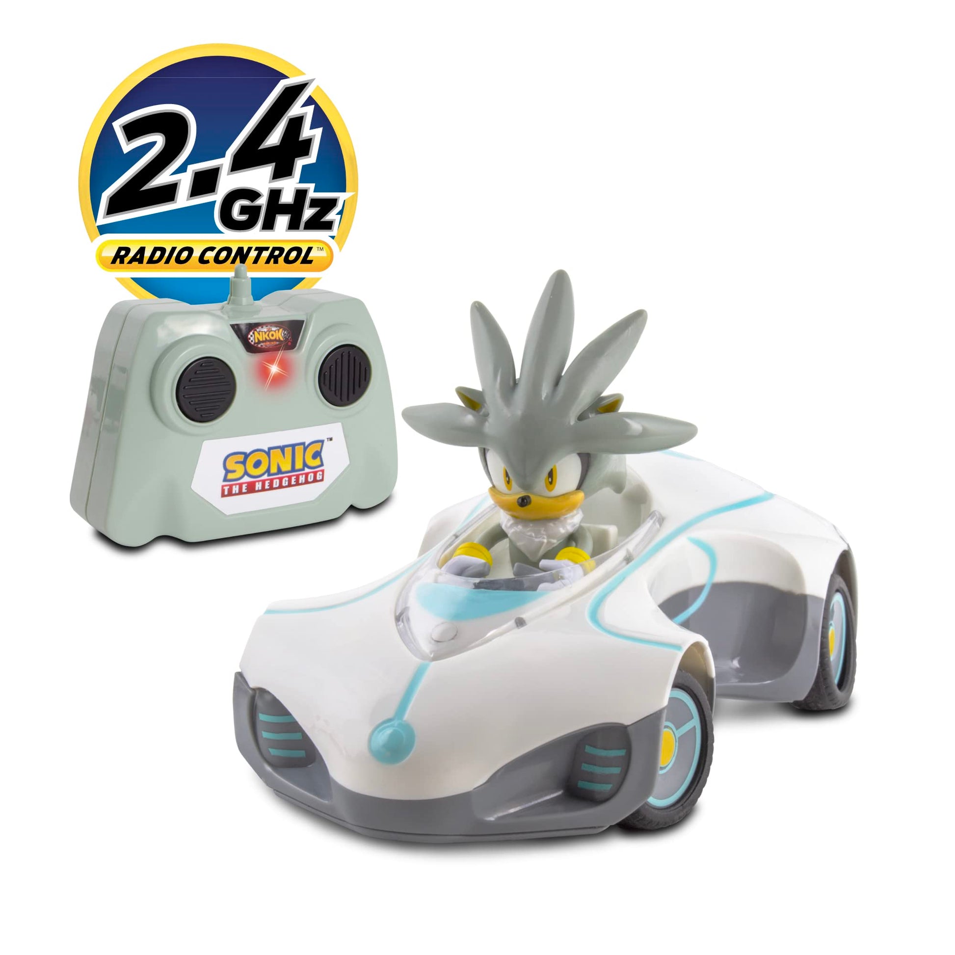 NKOK Sonic Racing RC Car Silver 1:28 Scale 2.4GHz Remote Control