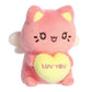 Aurora Enchanting Tasty Peach Candy Heart Meowchi Stuffed Animal - Bright & Colorful Design - Showpiece Plush - Dark Pink 7 Inches
