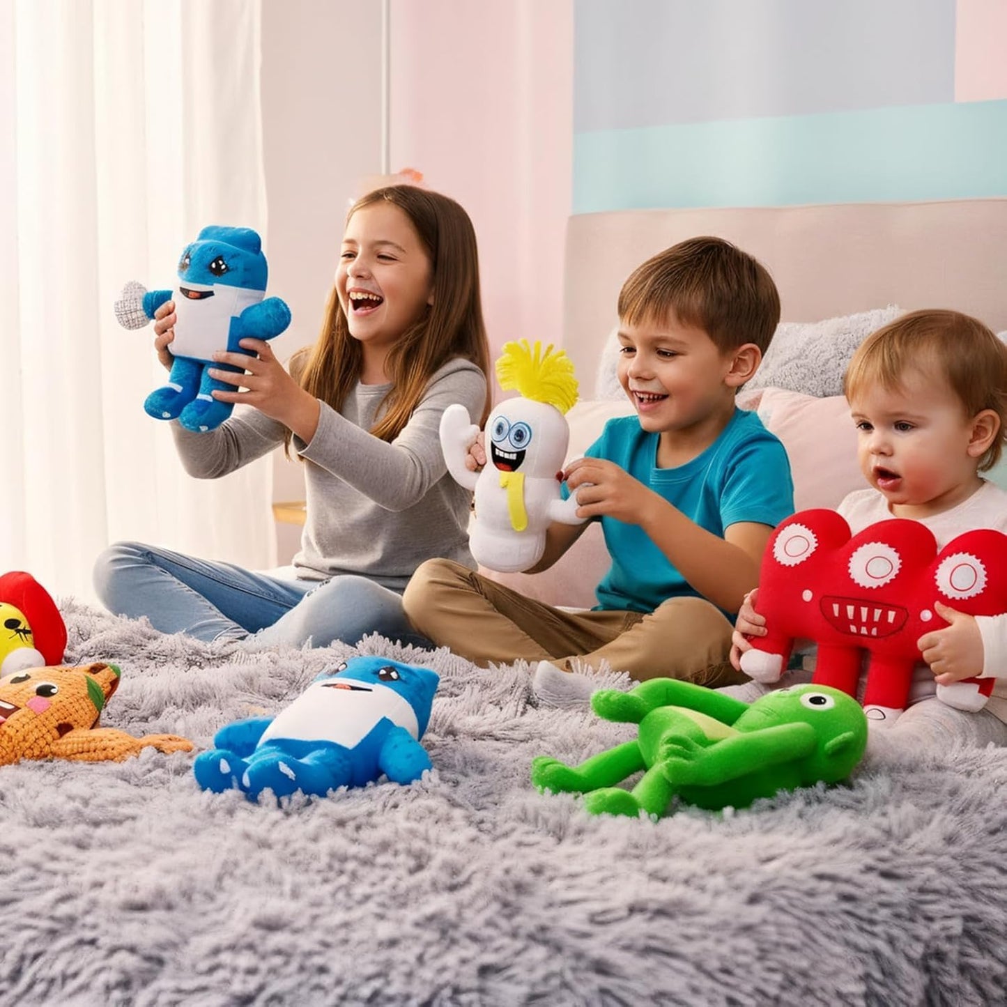 JunSenx Steal a Brain Multicolor 12-Piece Plush Toy Set - Collectible Meme Plushies Featuring 67, Sammy Strawberry Elephant & More, for Fans, Holidays