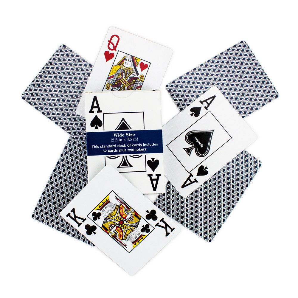 Single Blue Deck, Wide Size, Jumbo-Index, Plastic-Coated Playing Cards by Brybelly