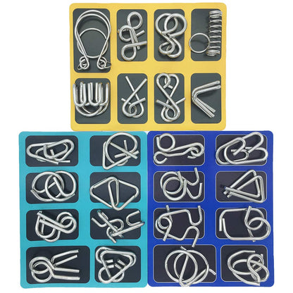 Set of 24 Metal Puzzles Brain Teasers for Adults Bent Nail Puzzle Chinese Brain Toys for Dementia Patients by Kvvdi