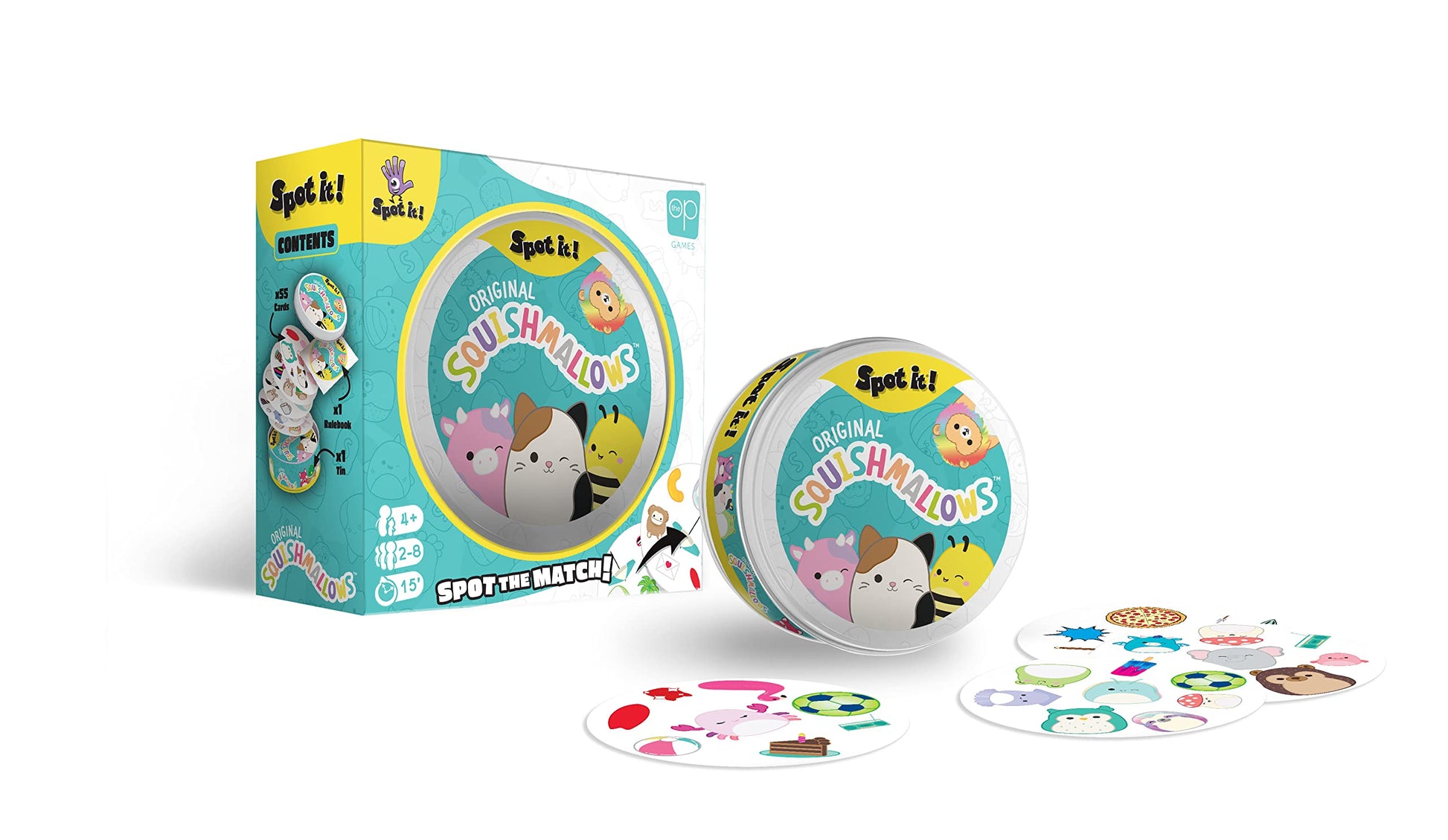 Spot It! Squishmallows | Fun Card Game for Kids and Adults | Featuring Mila The Elephant or Cailey The Pink Crab and More | Licensed Squishmallows