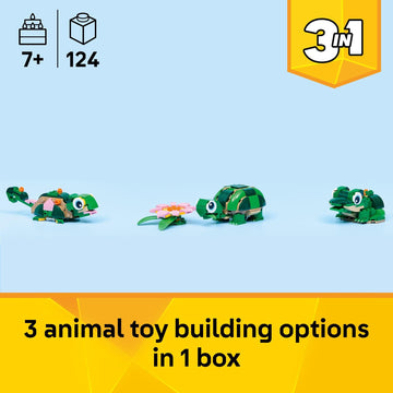 LEGO Creator 3 in 1 Turtle with a Water Lily Flower Building Toy for Girls & Boys - Kids Build a Chameleon, Frog, or Turtle Toy Figure - Gift Idea