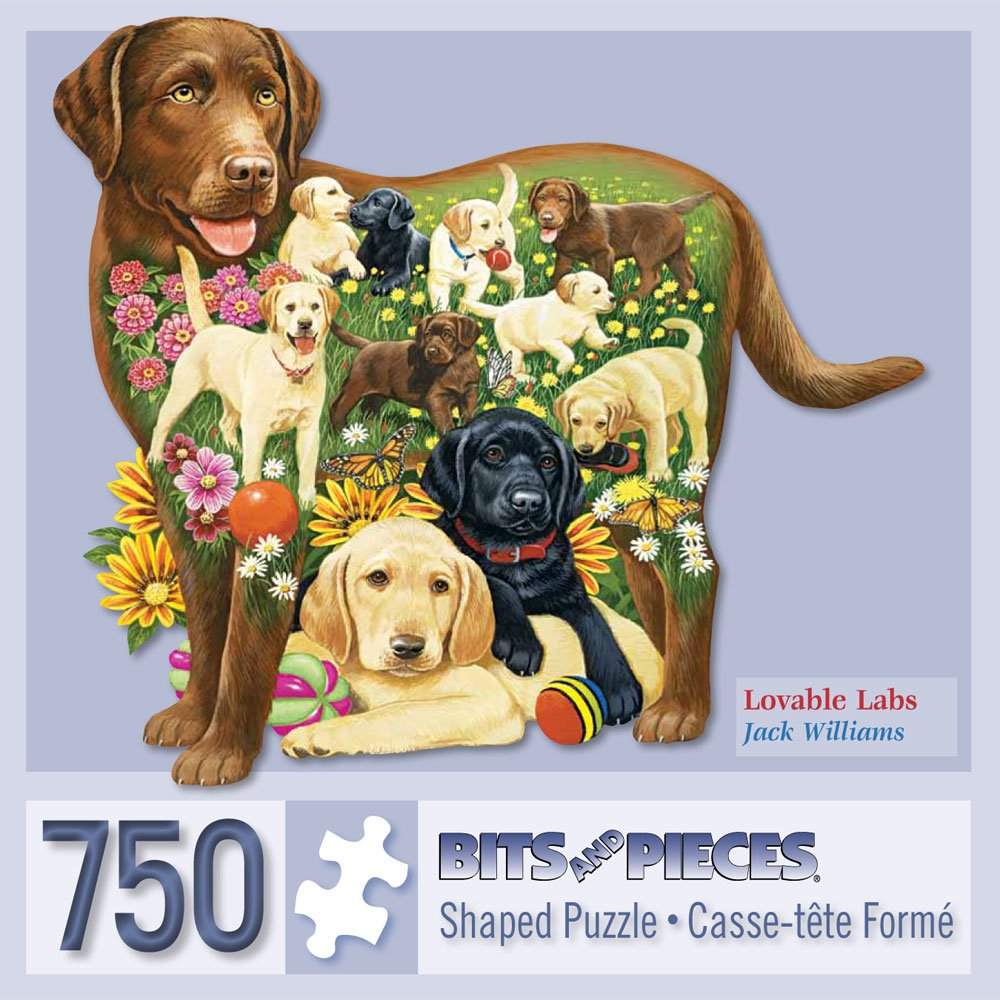 Bits and Pieces - 750 Piece Shaped Puzzle - Lovable Labs, Labrador Dog Puppies - by Artist Jack Williams - 750 pc Jigsaw