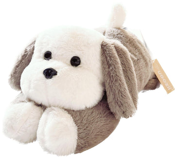 uoozii 16" | 3 Pounds Grey Dog Weighted Stuffed Animals with Unscented Microwavable Heating Pad, Cute Coolable Heatable Weighted Plush Warm Gift