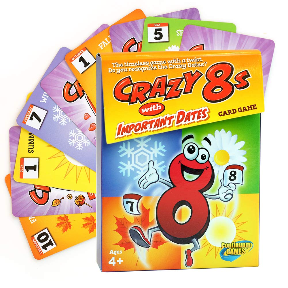 Continuum Games Crazy 8s with Important Dates Card Game - Kids Age 4 and Up