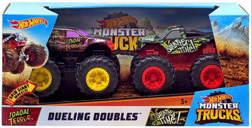 Monster Trucks Dueling Doubles Toadal Terror and Splatter Time - Each Truck Measures 5"x3.25"x4.25" - Revving Wheels!