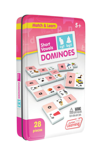 Junior Learning Short Vowel Dominoes Educational Action Games, Multi (JL493)