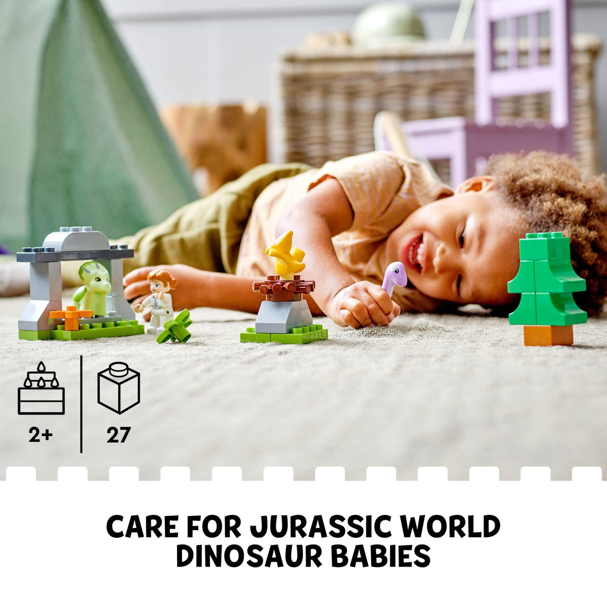 LEGO DUPLO Jurassic World Dinosaur Nursery Toys 10938 - Featuring Baby Triceratops Figure, Dino Learning Toy for Toddlers, Large Bricks Set, Great